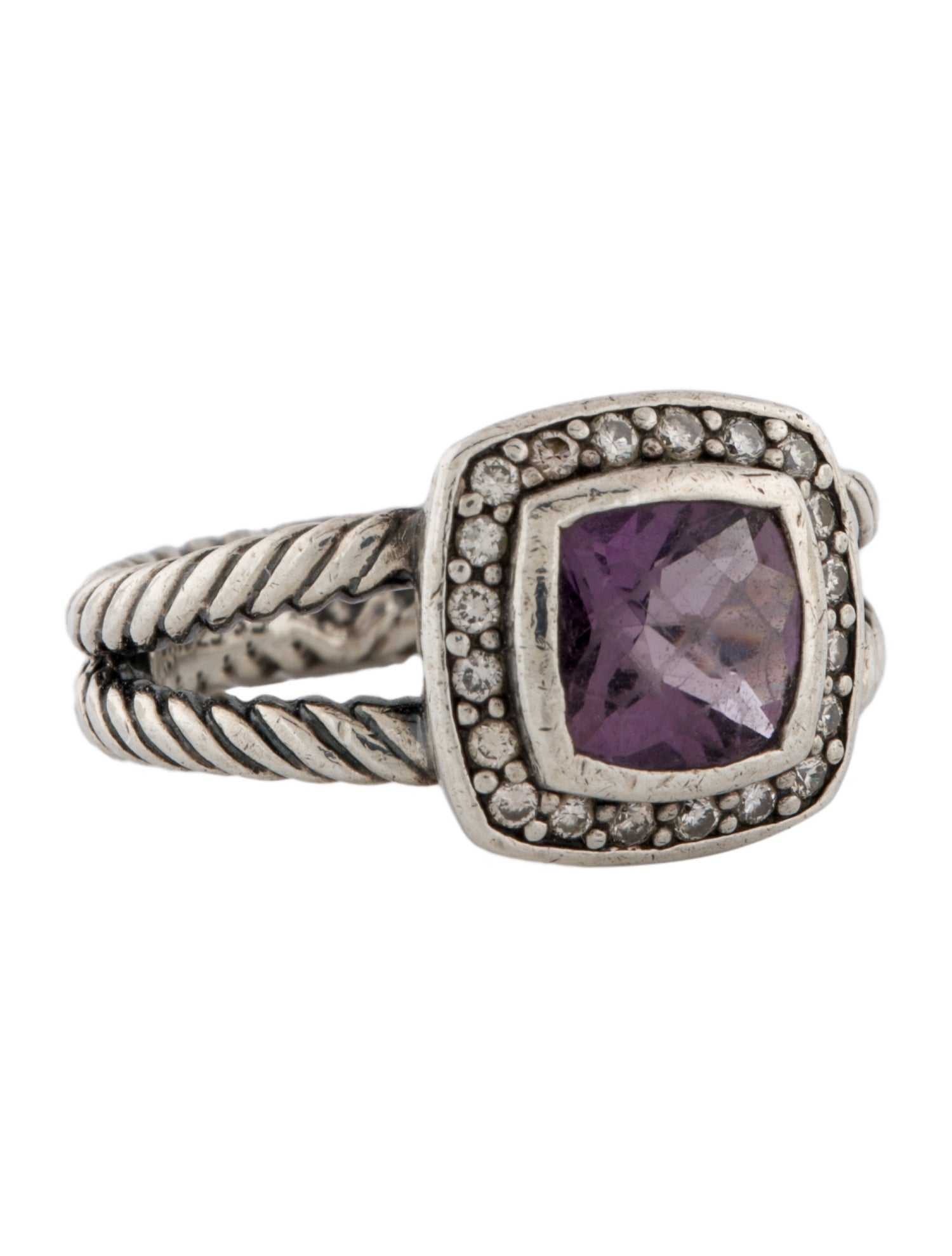 David Yurman Amethyst & Diamond Petite Albion® Ring