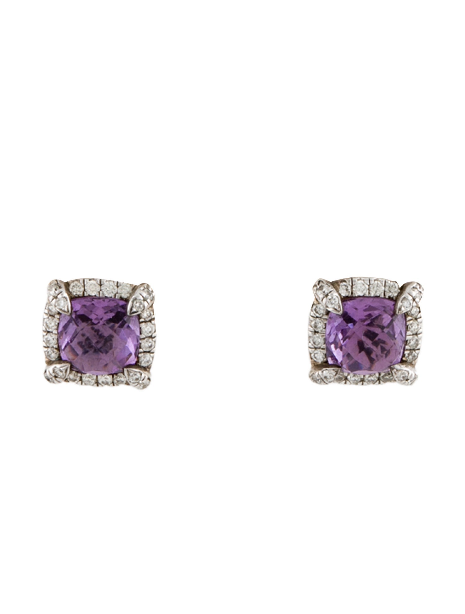David Yurman Amethyst & Diamond Petite Châtelaine® Pavé Bezel Stud Earrings