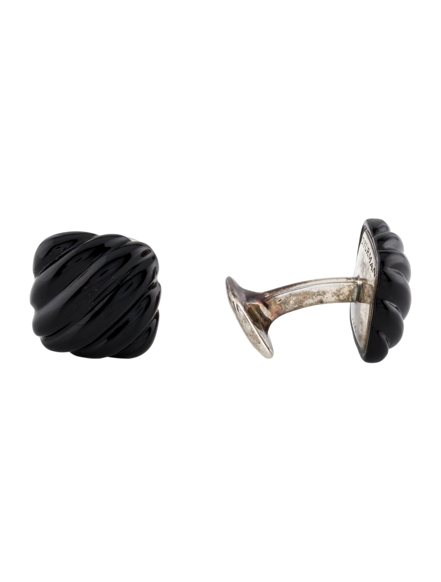 David Yurman Onyx Sculpted Cable Cushion Cufflinks