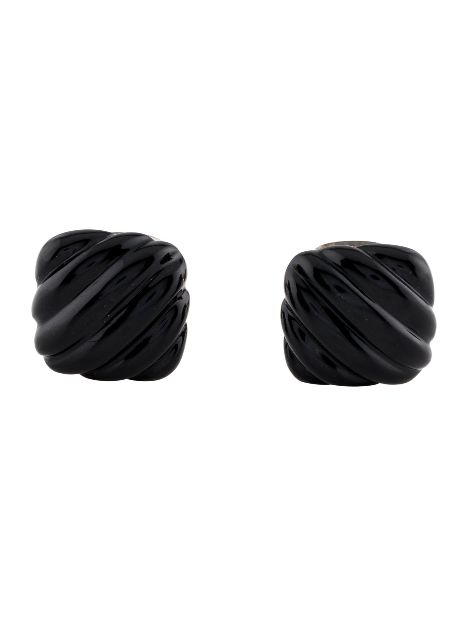 David Yurman Onyx Sculpted Cable Cushion Cufflinks