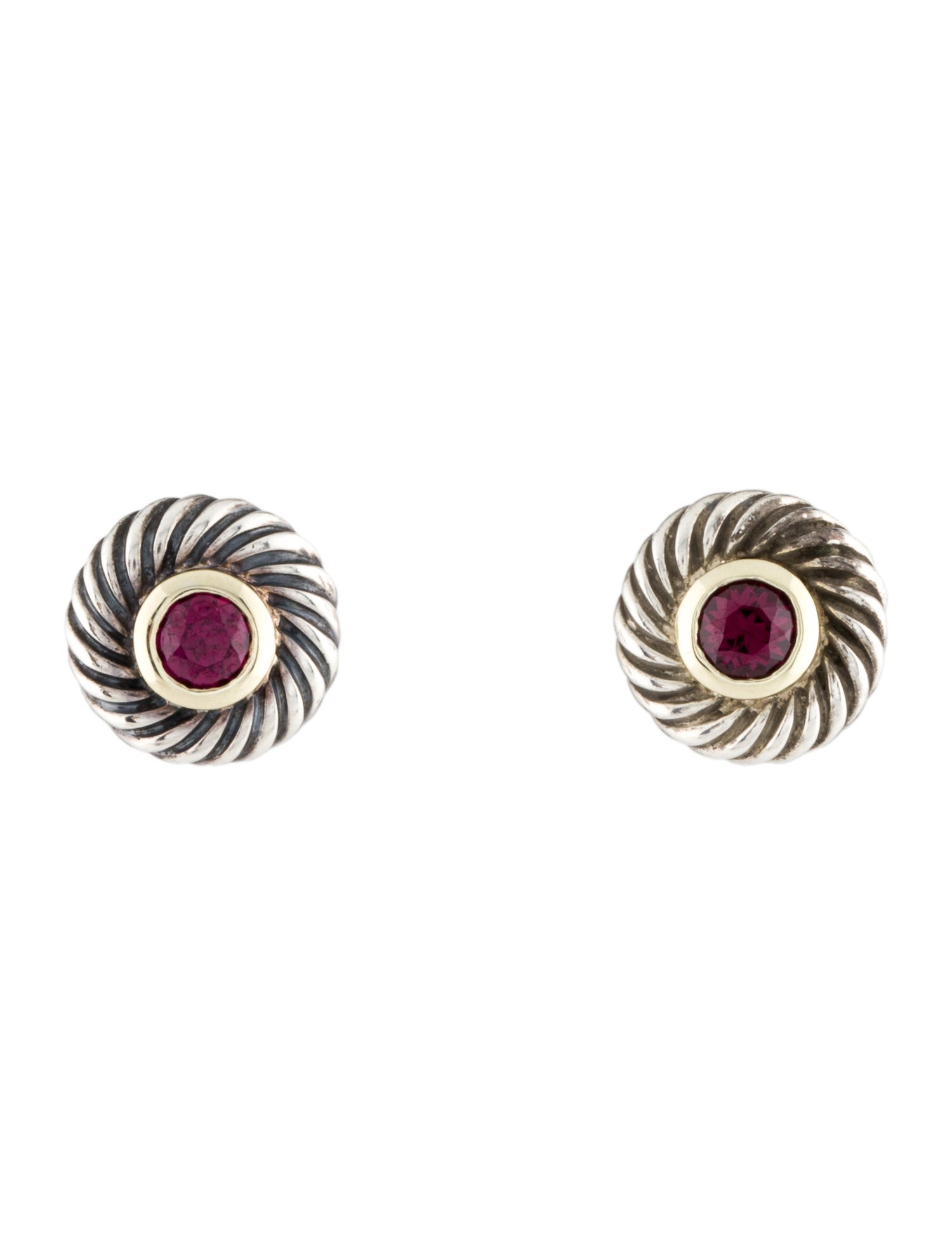 David Yurman Garnet Two-Tone Cookie Color Classics Studs