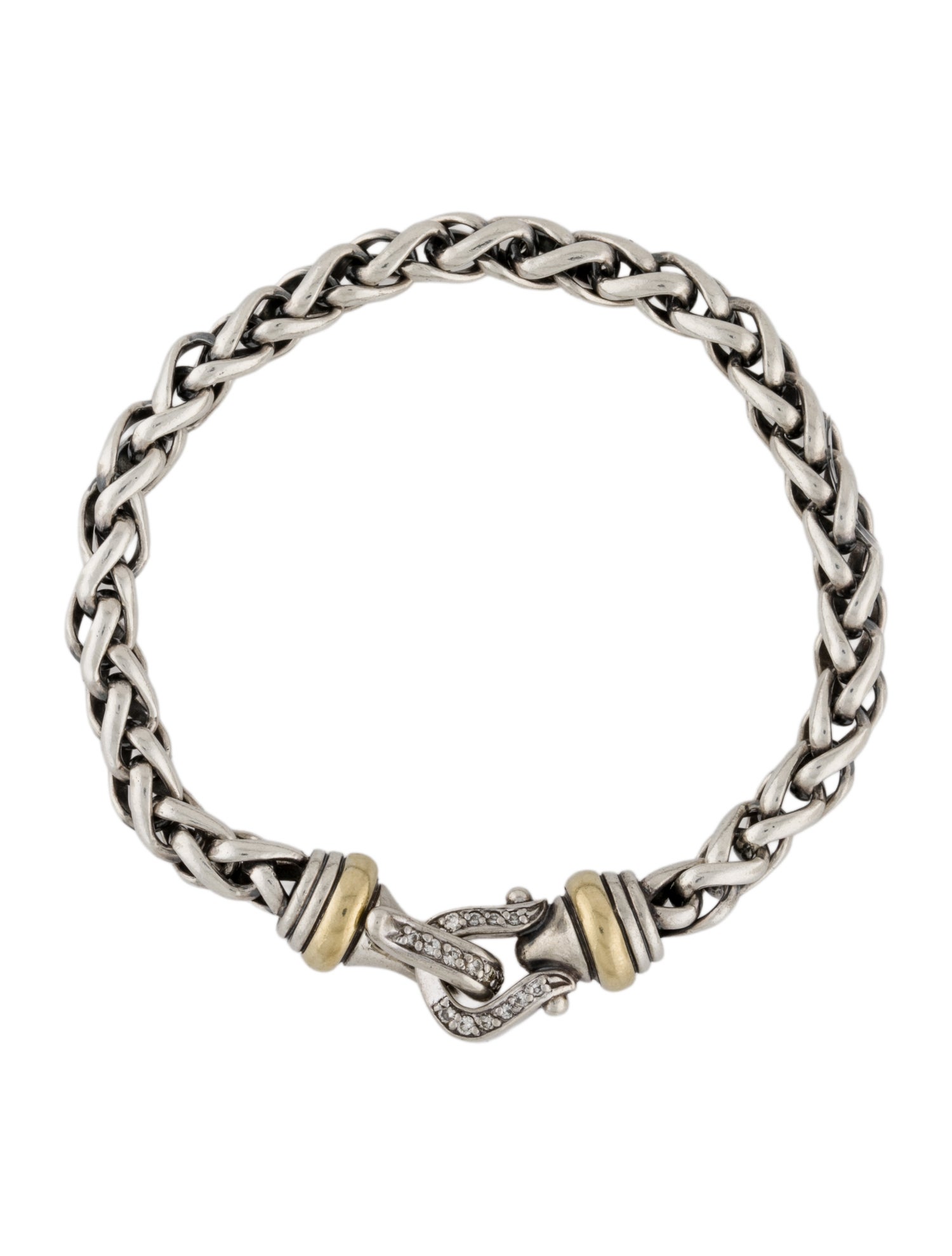 David Yurman Diamond Buckle Wheat Chain Bracelet