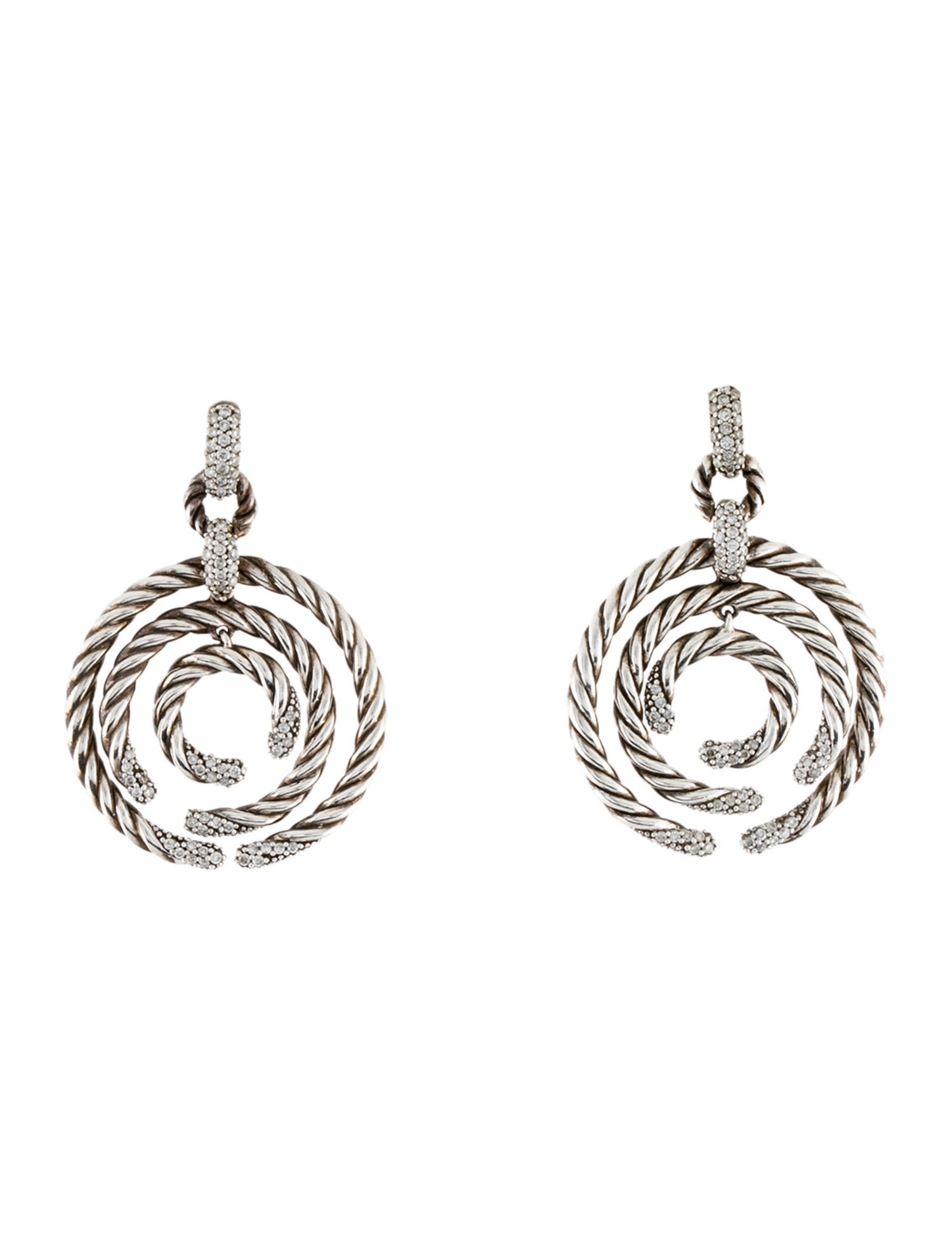 David Yurman Diamond Willow Drop Earrings