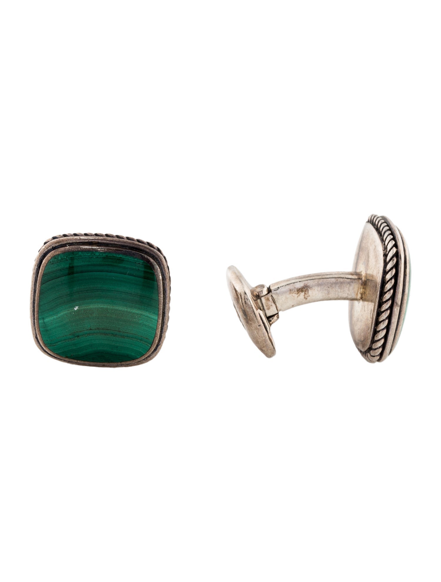David Yurman Malachite Inlay Cufflinks
