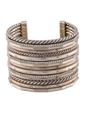 David Yurman 1.58ctw Diamond Stax Wide Cuff Bracelet