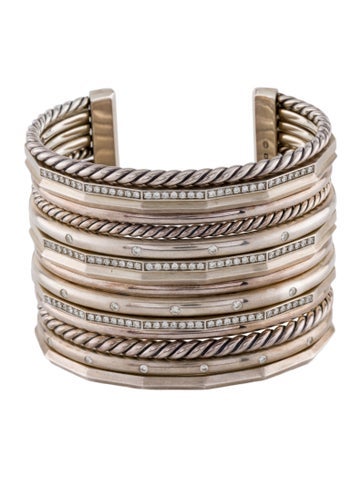 David Yurman Cuff 1.58ctw Diamond Stax Wide Bracelet