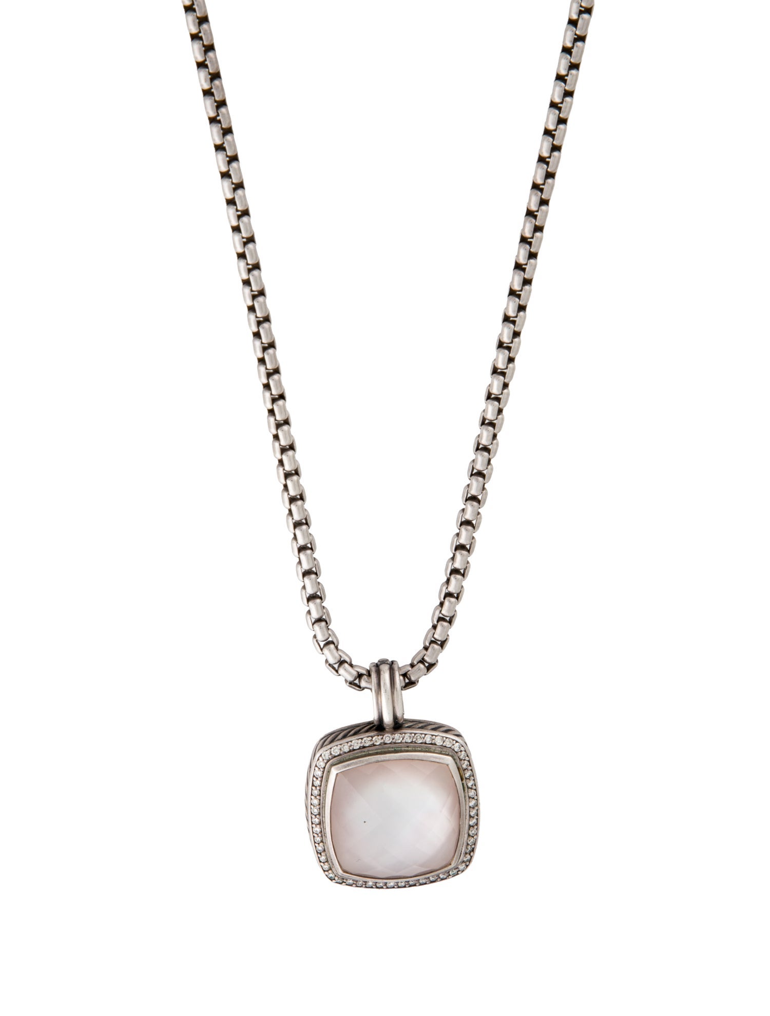 David Yurman Diamond-Accented Rose Quartz & Mother of Pearl Doublet Albion Pendant Necklace