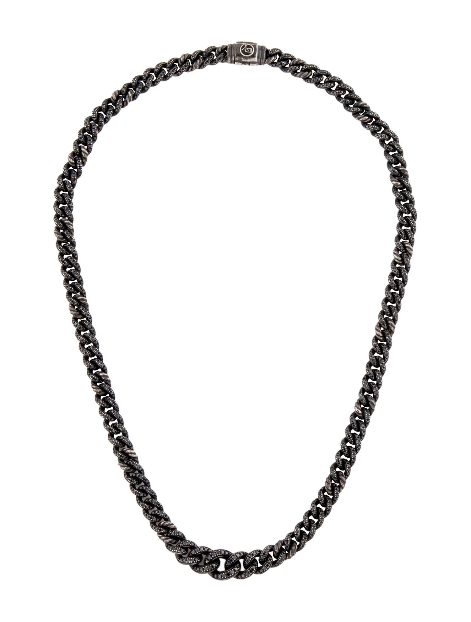 David Yurman 5.85ctw Diamond Grduated Curb Link Chain Necklace