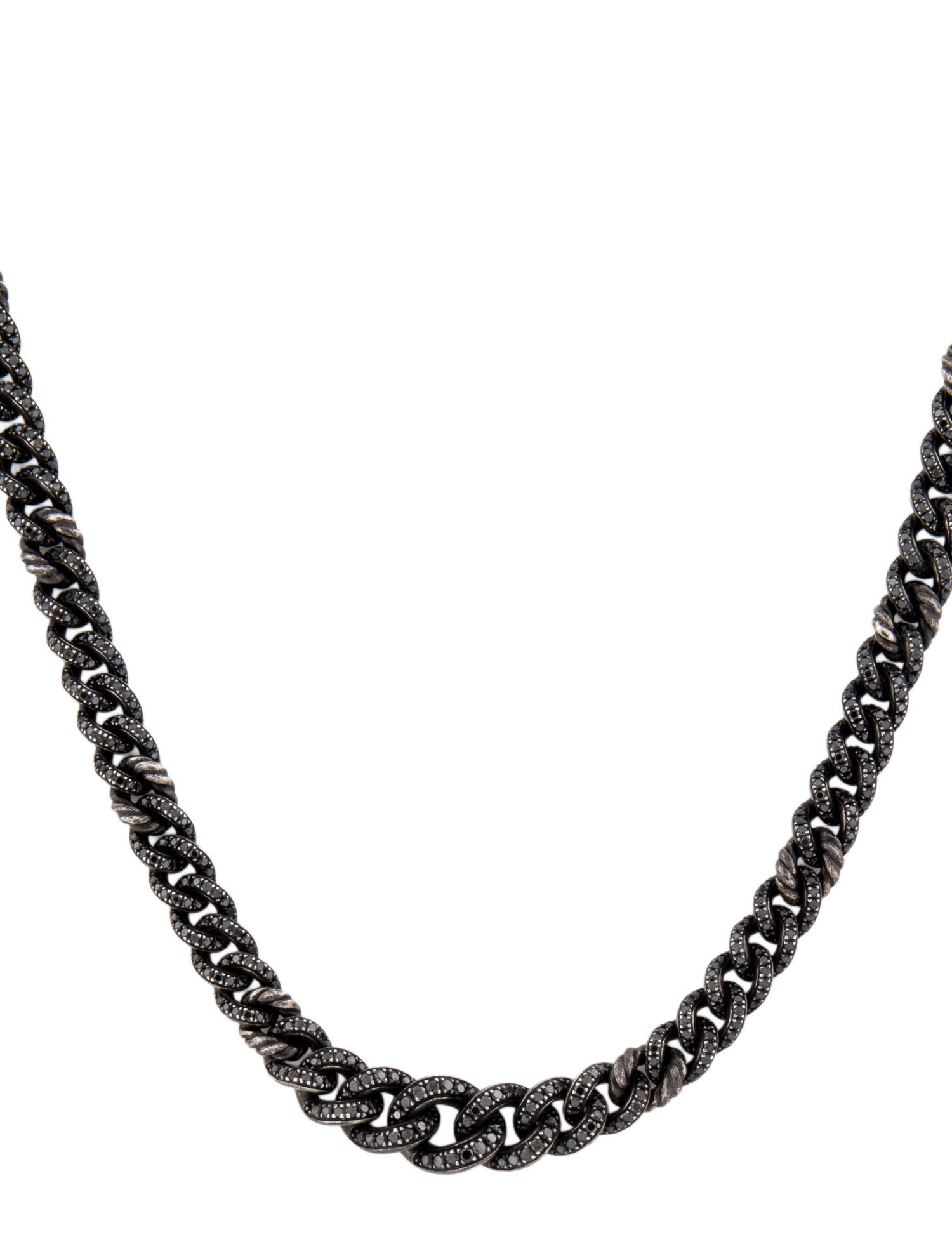 David Yurman 5.85ctw Diamond Grduated Curb Link Chain Necklace