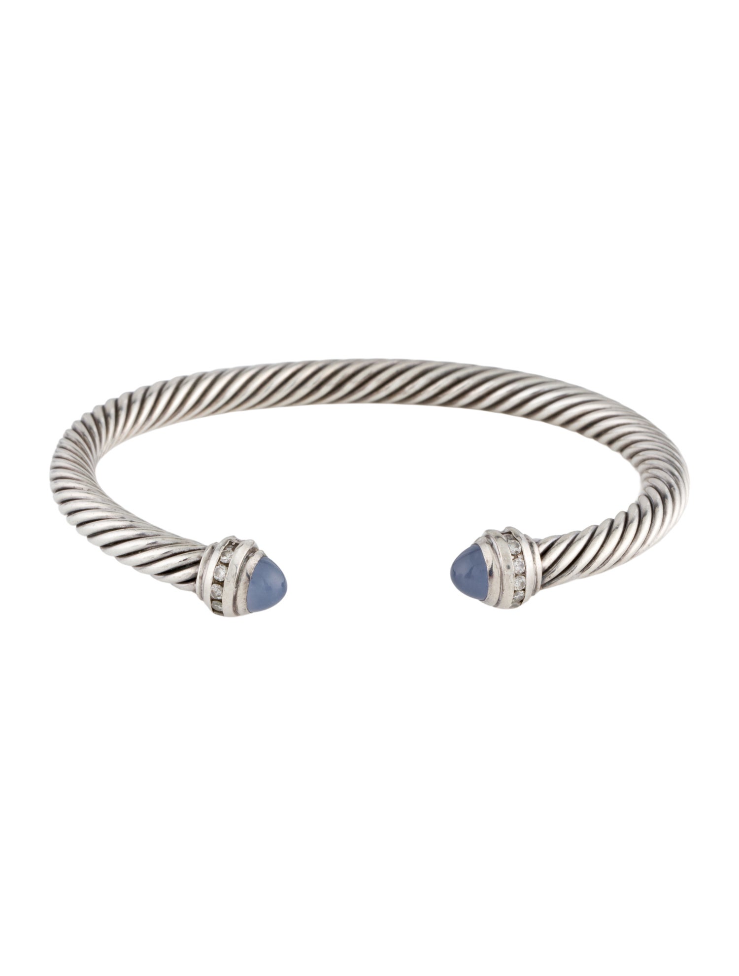 David Yurman Diamond & Dyed Chalcedony Classsic Cable Cuff Bracelet