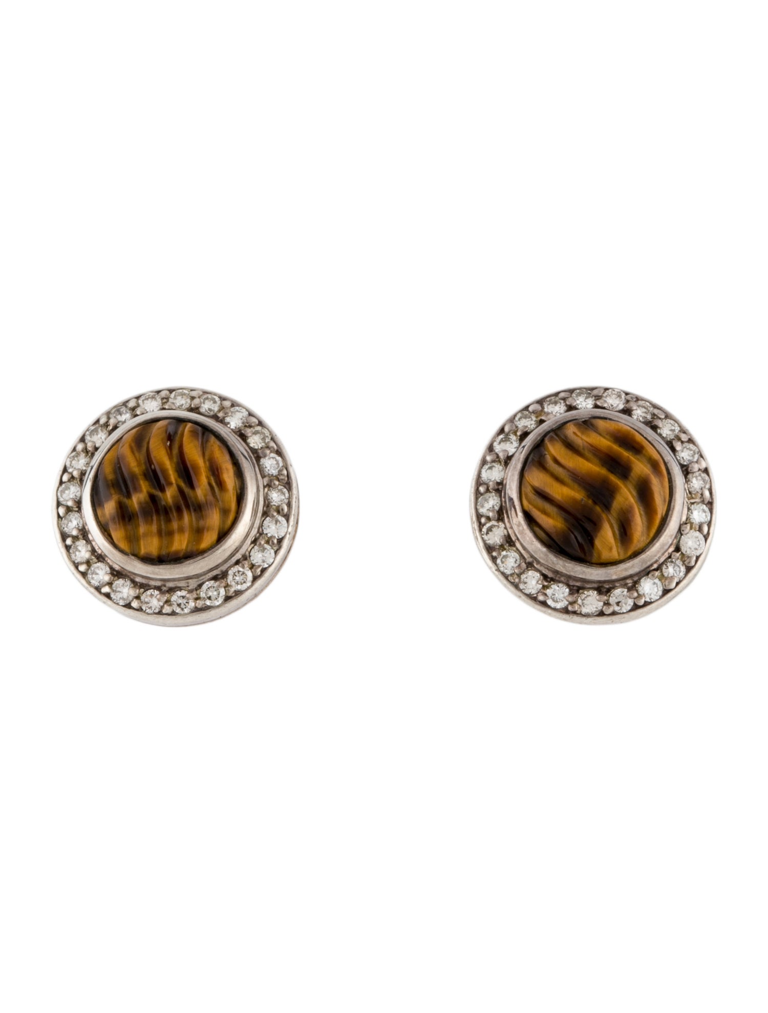 David Yurman Tiger's Eye Quartz & Diamond Cerise Mini Earrings