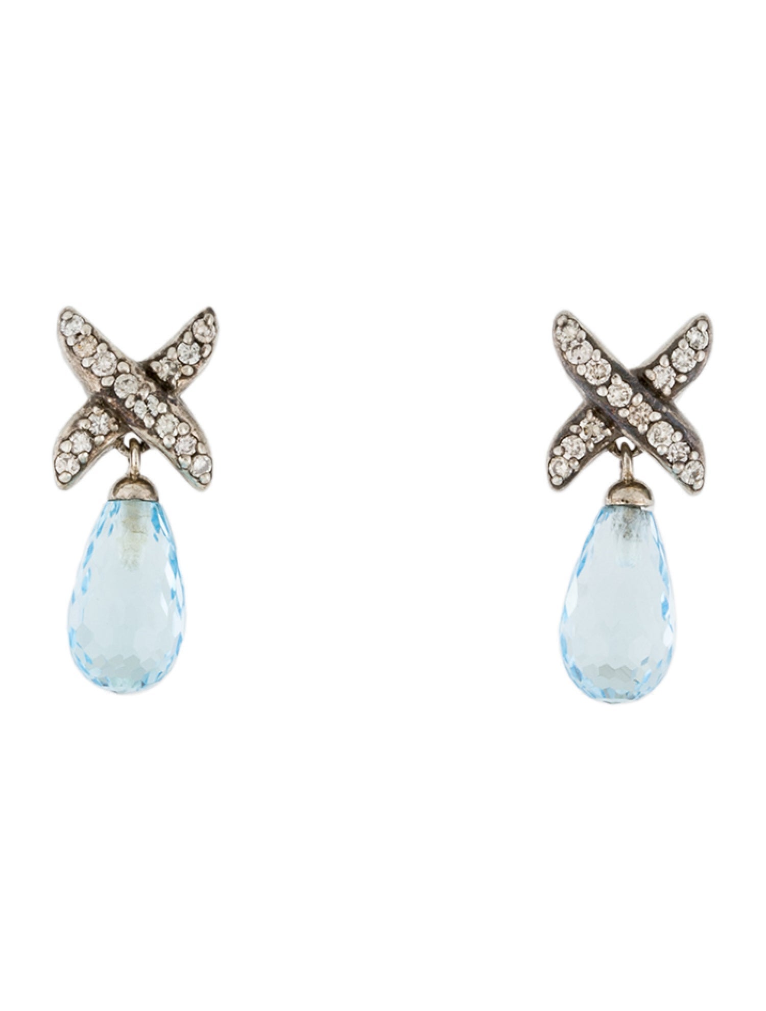 David Yurman Topaz & Diamond X Drop Earrings