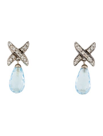 David Yurman Drop Topaz & Diamond X Earrings