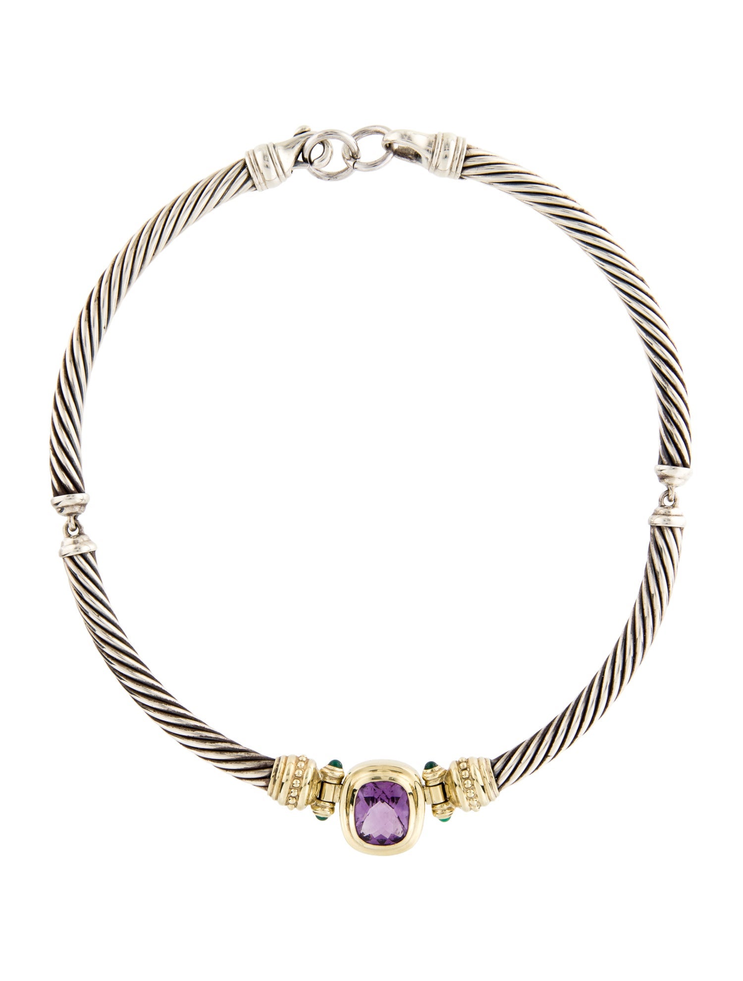 David Yurman Amethyst & Dyed Chalcedony Cable Collar Necklace