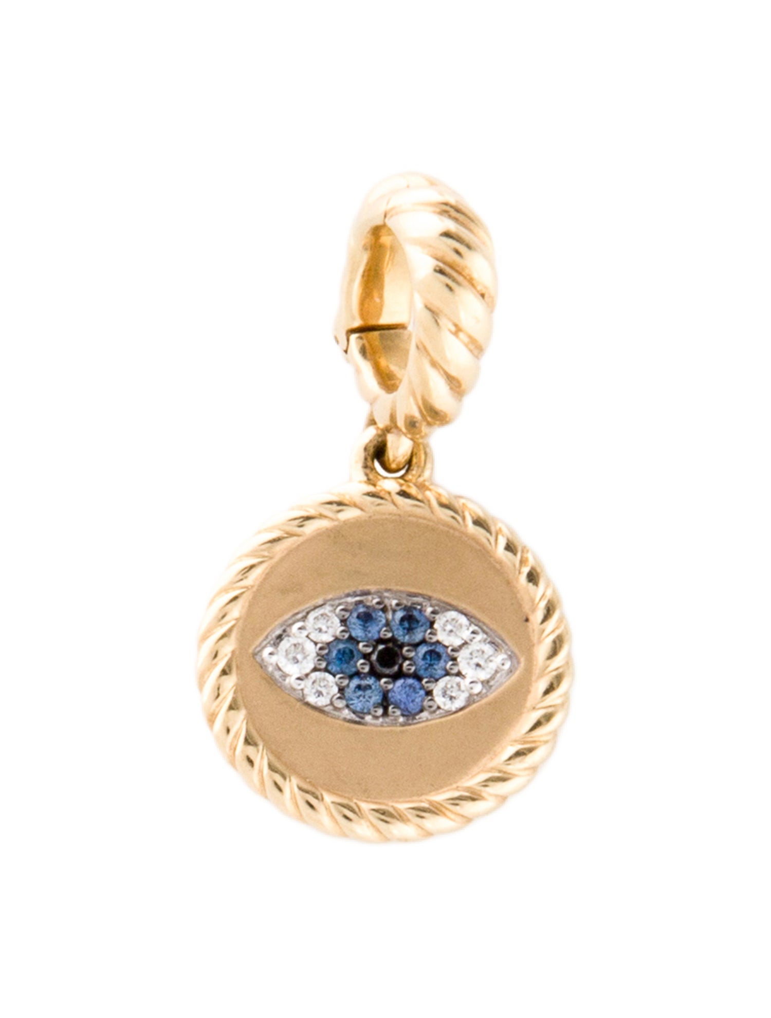 David Yurman 18K Sapphire & Diamond Evil Eye Amulet Enhancer Pendant