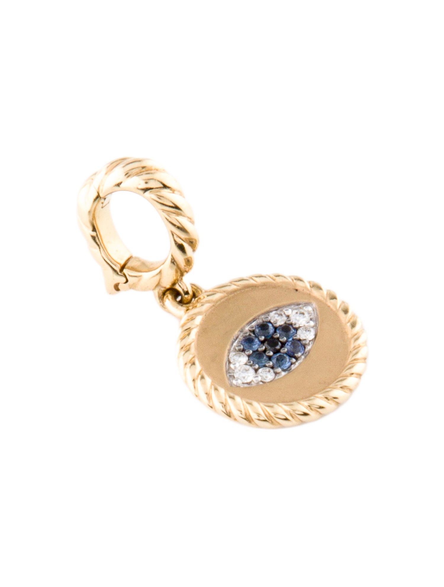 David Yurman 18K Sapphire & Diamond Evil Eye Amulet Enhancer Pendant