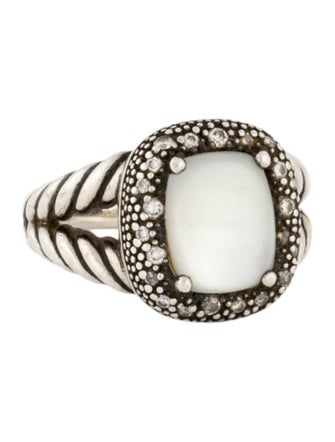 David Yurman Mother of Pearl & Quartz Doublet Diamond Cocktail Ring