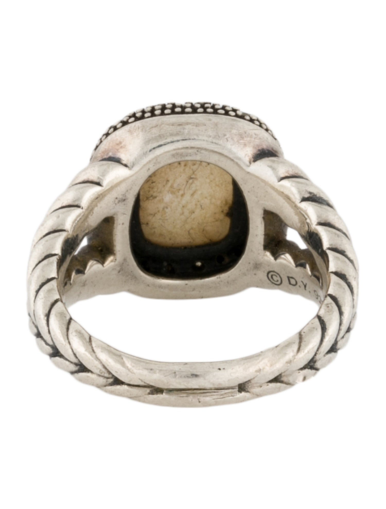 David Yurman Mother of Pearl & Quartz Doublet Diamond Cocktail Ring