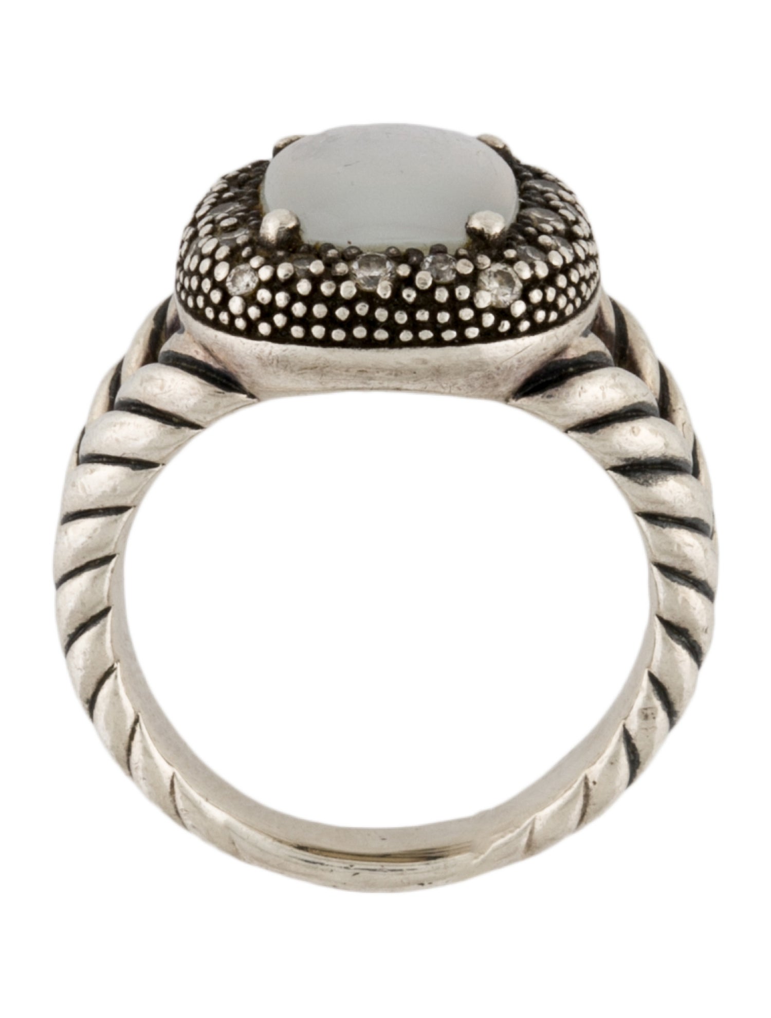 David Yurman Mother of Pearl & Quartz Doublet Diamond Cocktail Ring