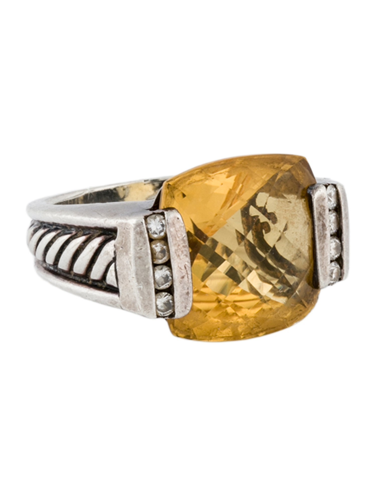 David Yurman Citrine & Diamond Albion® Deco Cocktail Ring
