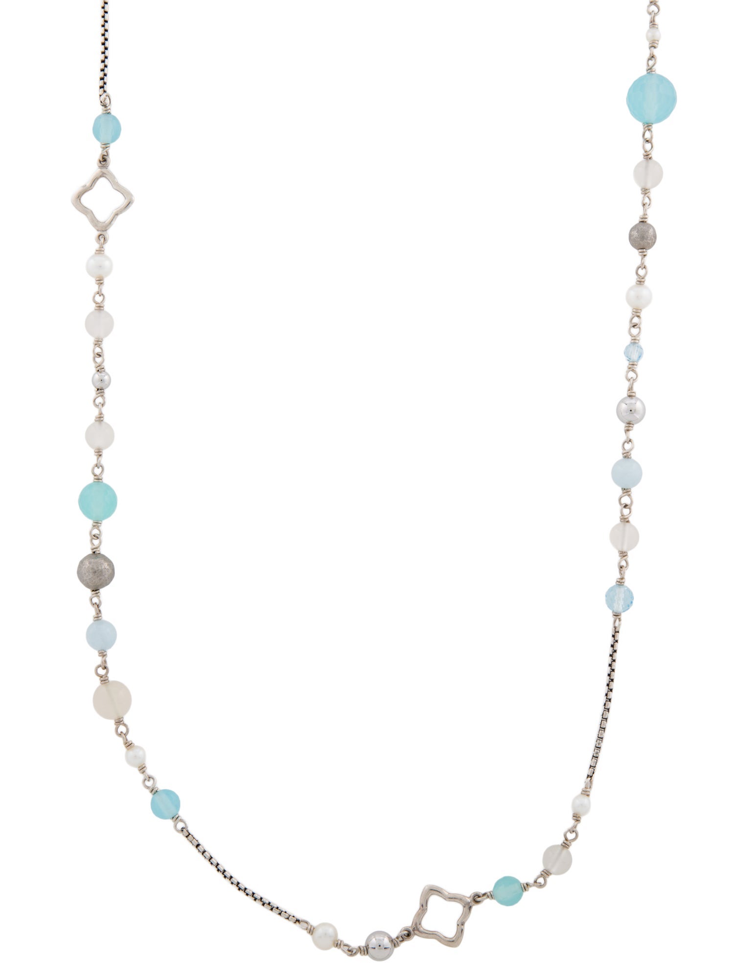 David Yurman Pearl Multistone Tweejoux Quatrefoil Necklace
