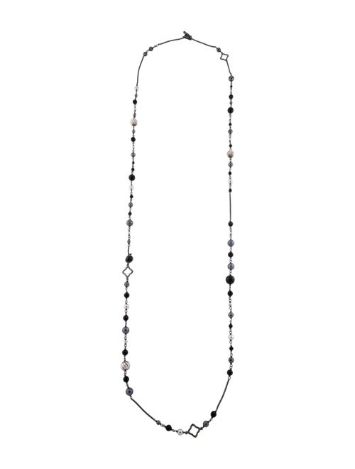 David Yurman Onyx & Hematite Quatrefoil Necklace