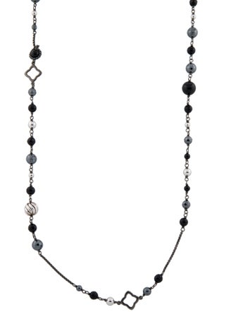 David Yurman Onyx & Hematite Quatrefoil Necklace