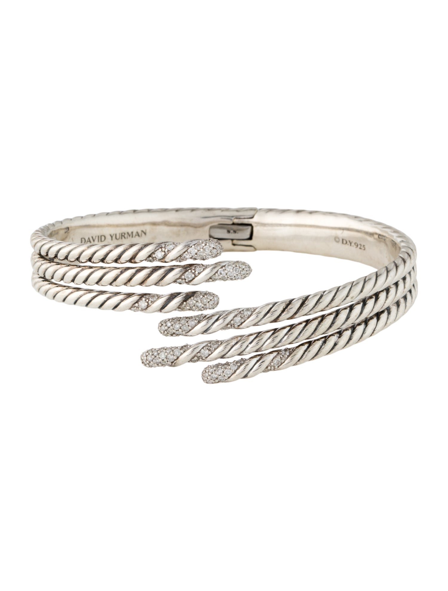 David Yurman Diamond Willow Open Three-Row Bracelet