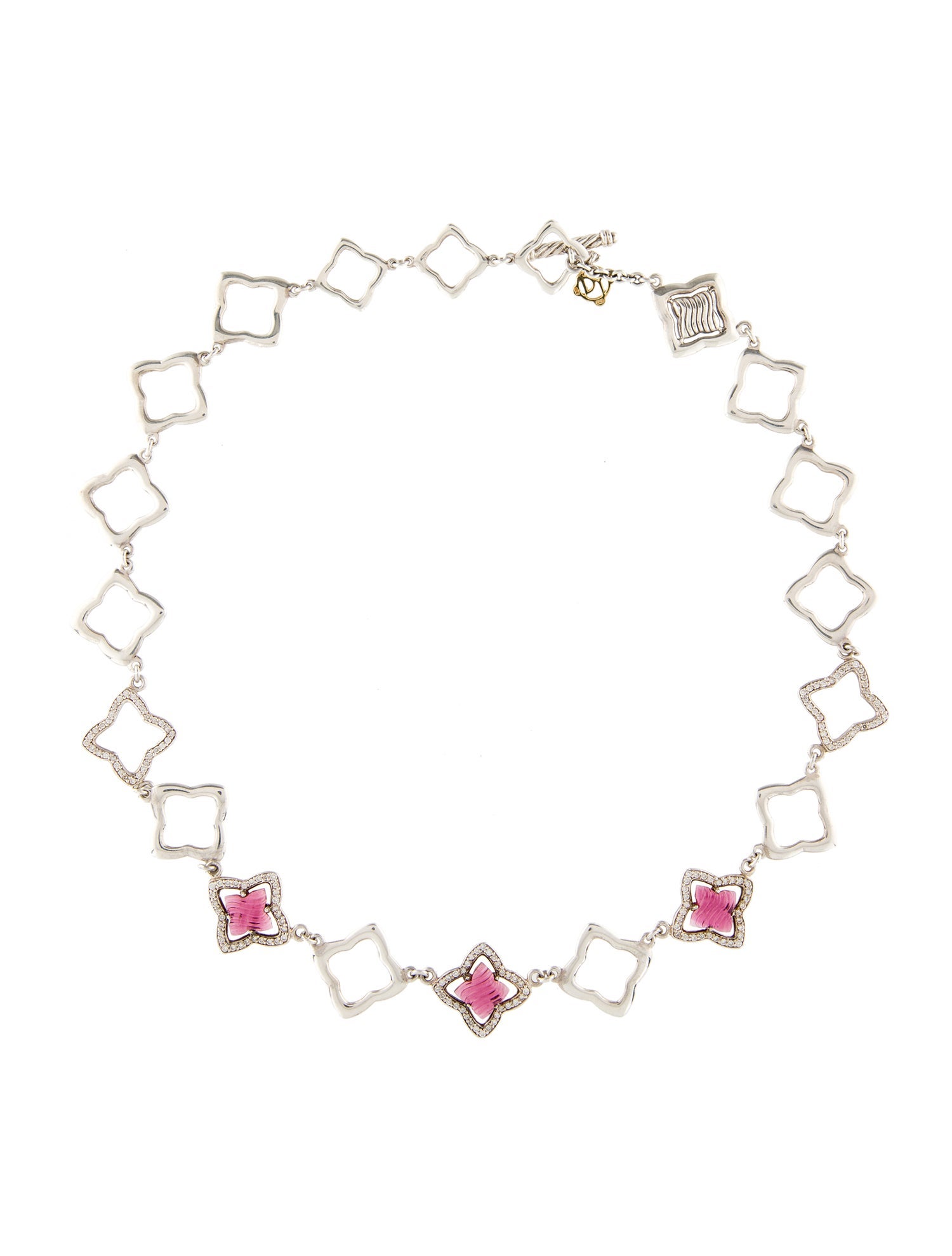 David Yurman Tourmaline & Diamond Quatrefoil Collar Necklace