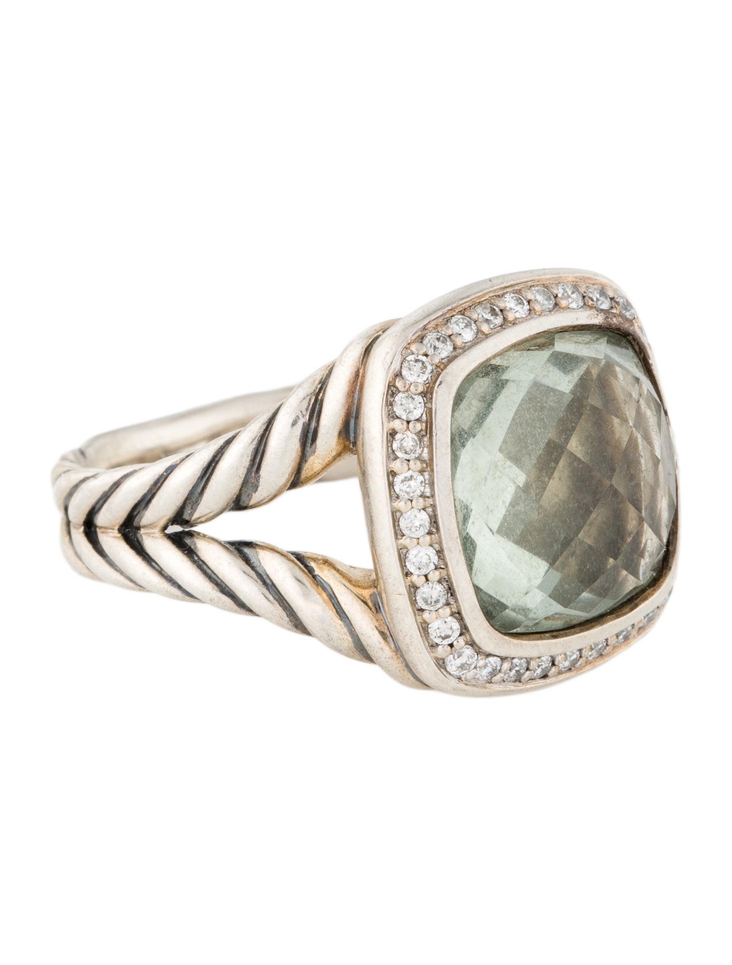 David Yurman Prasiolite & Diamond Albion Ring