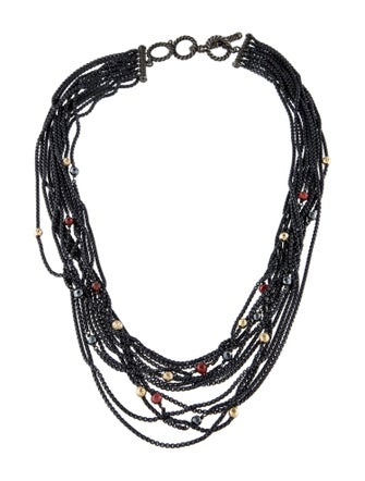 David Yurman Garnet & Hematite Multistrand Necklace