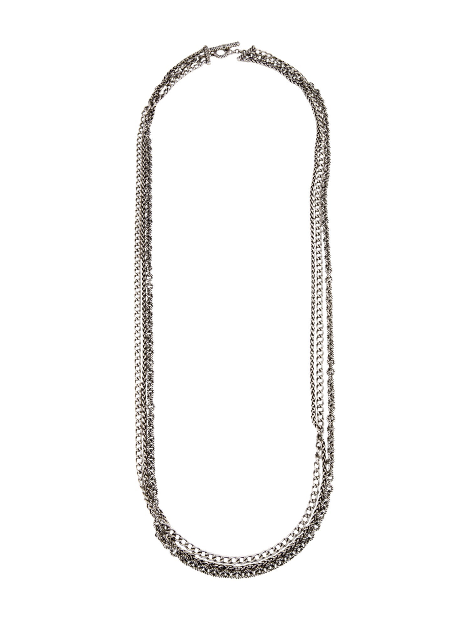 David Yurman Three Row Mixed Chain Multistrand Necklace