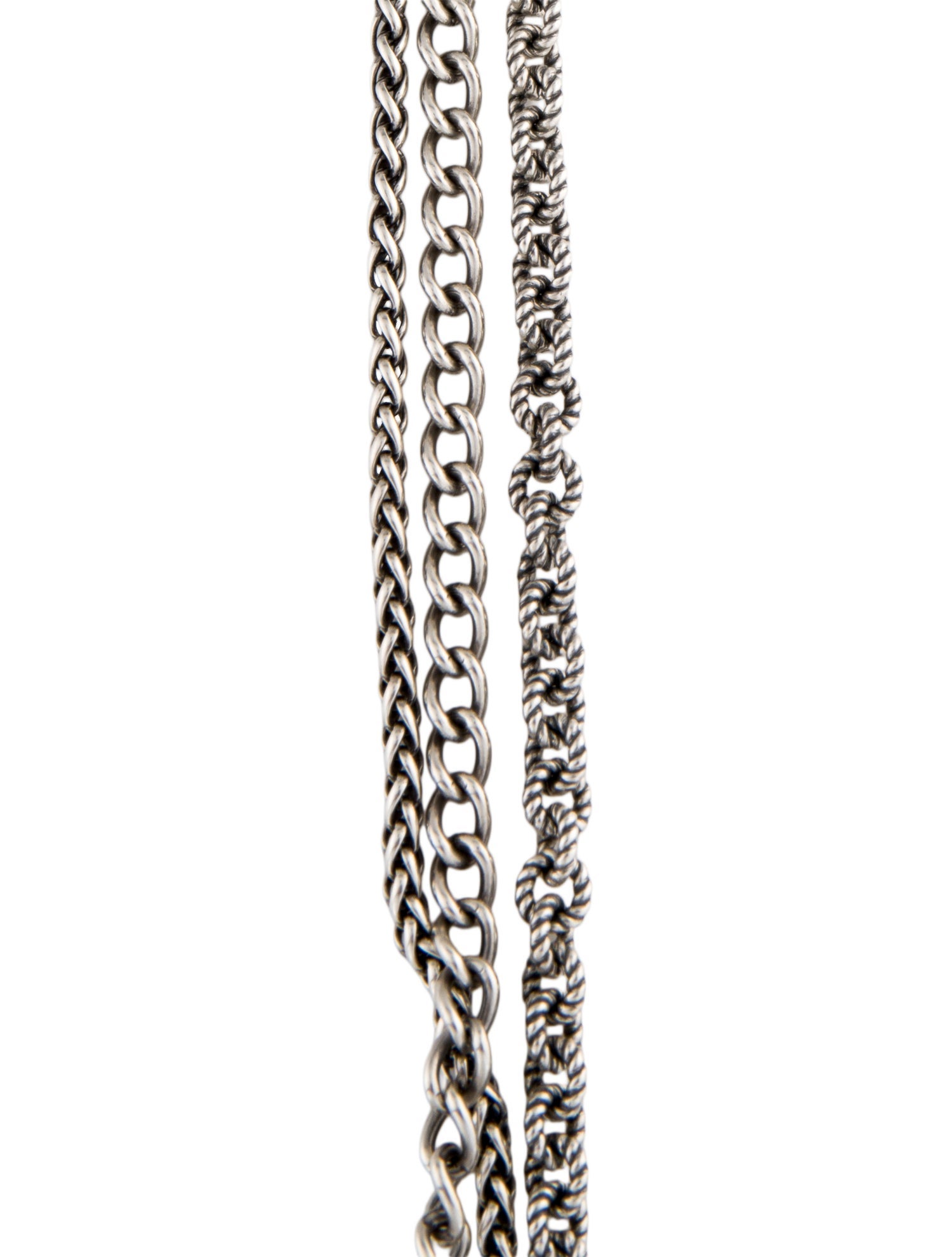 David Yurman Three Row Mixed Chain Multistrand Necklace