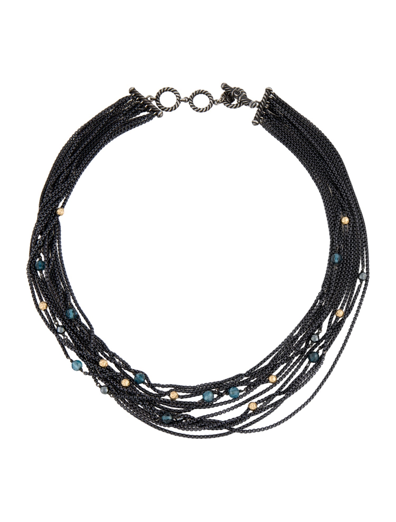 David Yurman Hematine & Topaz Multi-Strand Necklace