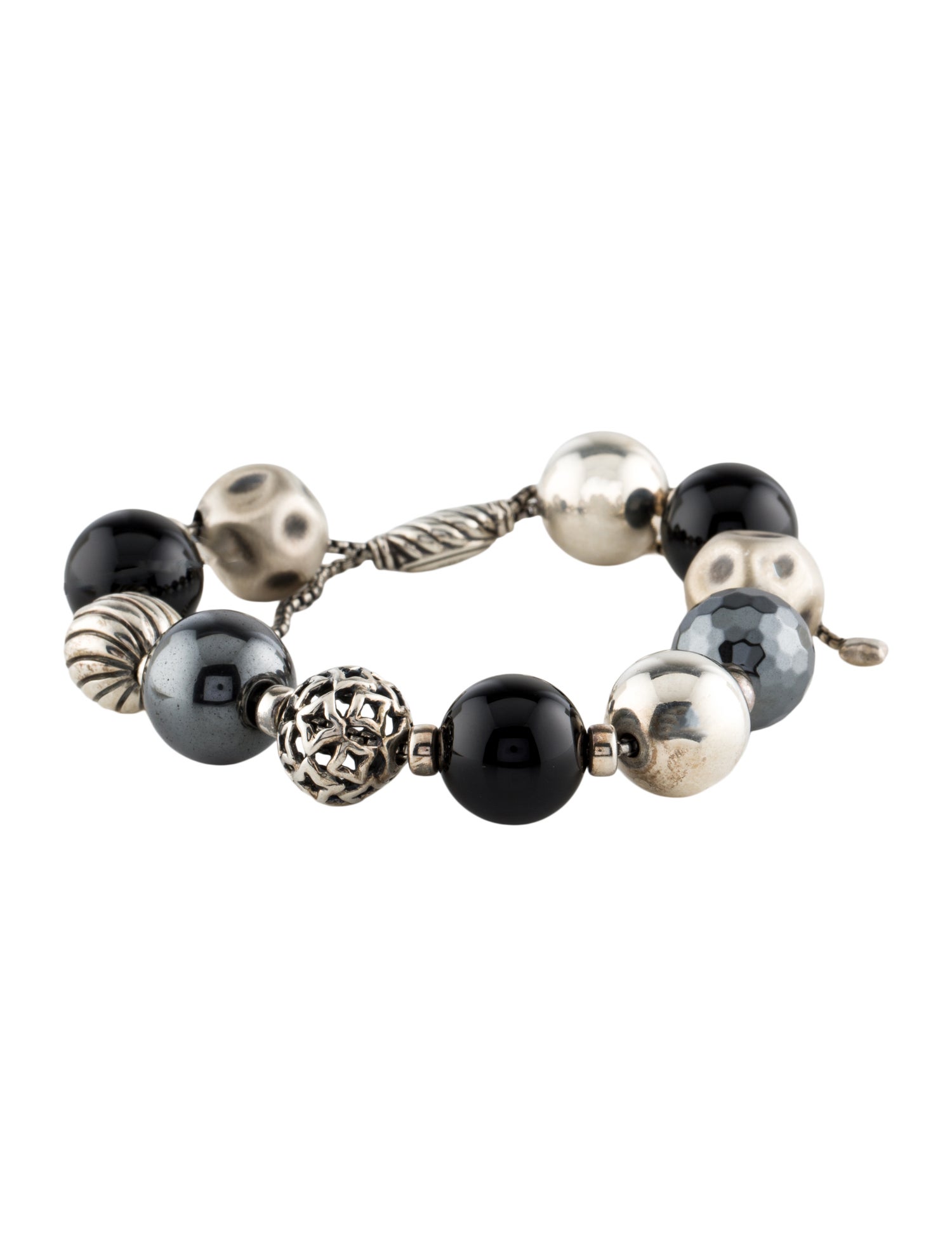 David Yurman Onyx & Hematine Elements Bead Bracelet