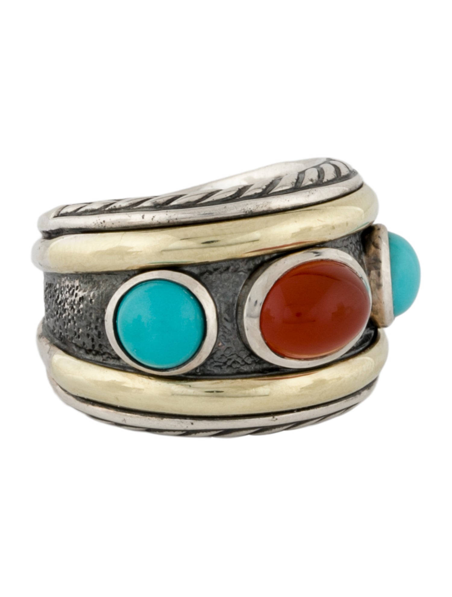 David Yurman Turquoise & Carnelian Renaissance Ring