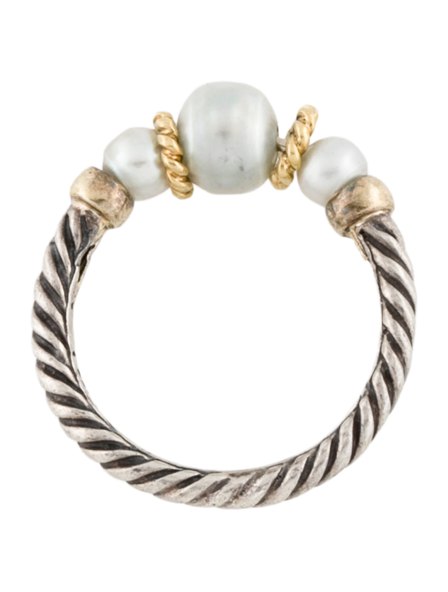 David Yurman Two-Tone Pearl Cable Band