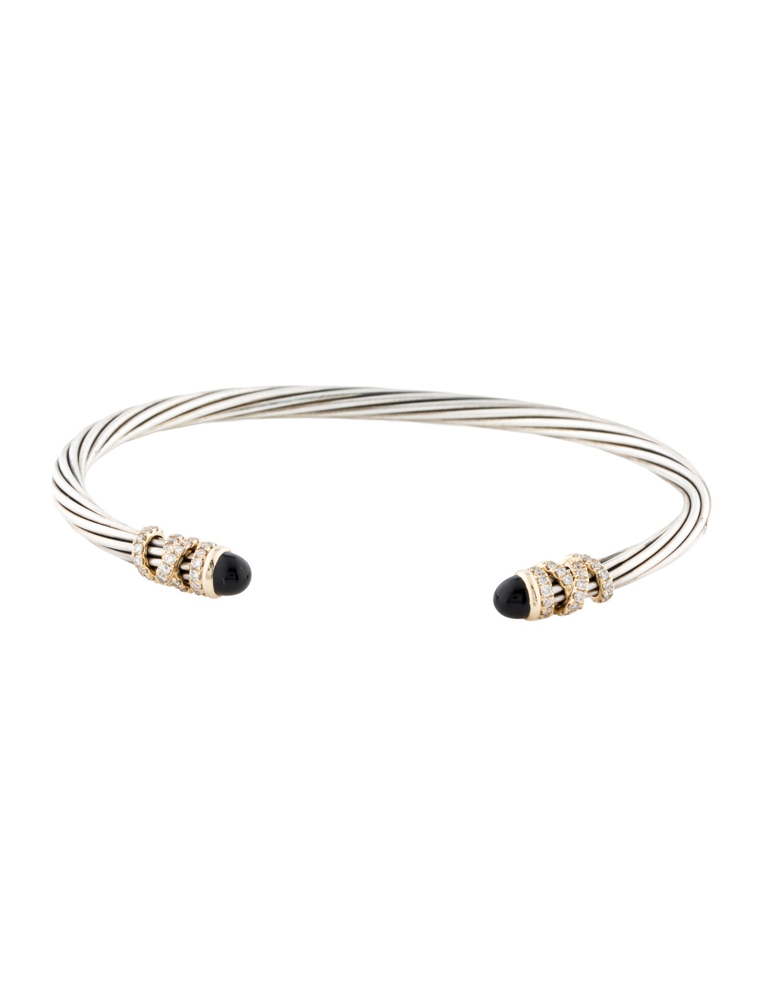 David Yurman Onyx & Diamond Two-Tone Bracelet