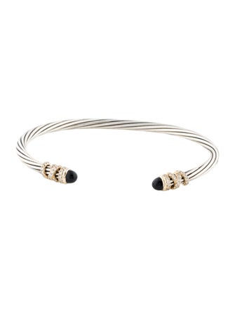 David Yurman Onyx & Diamond Two-Tone Bracelet