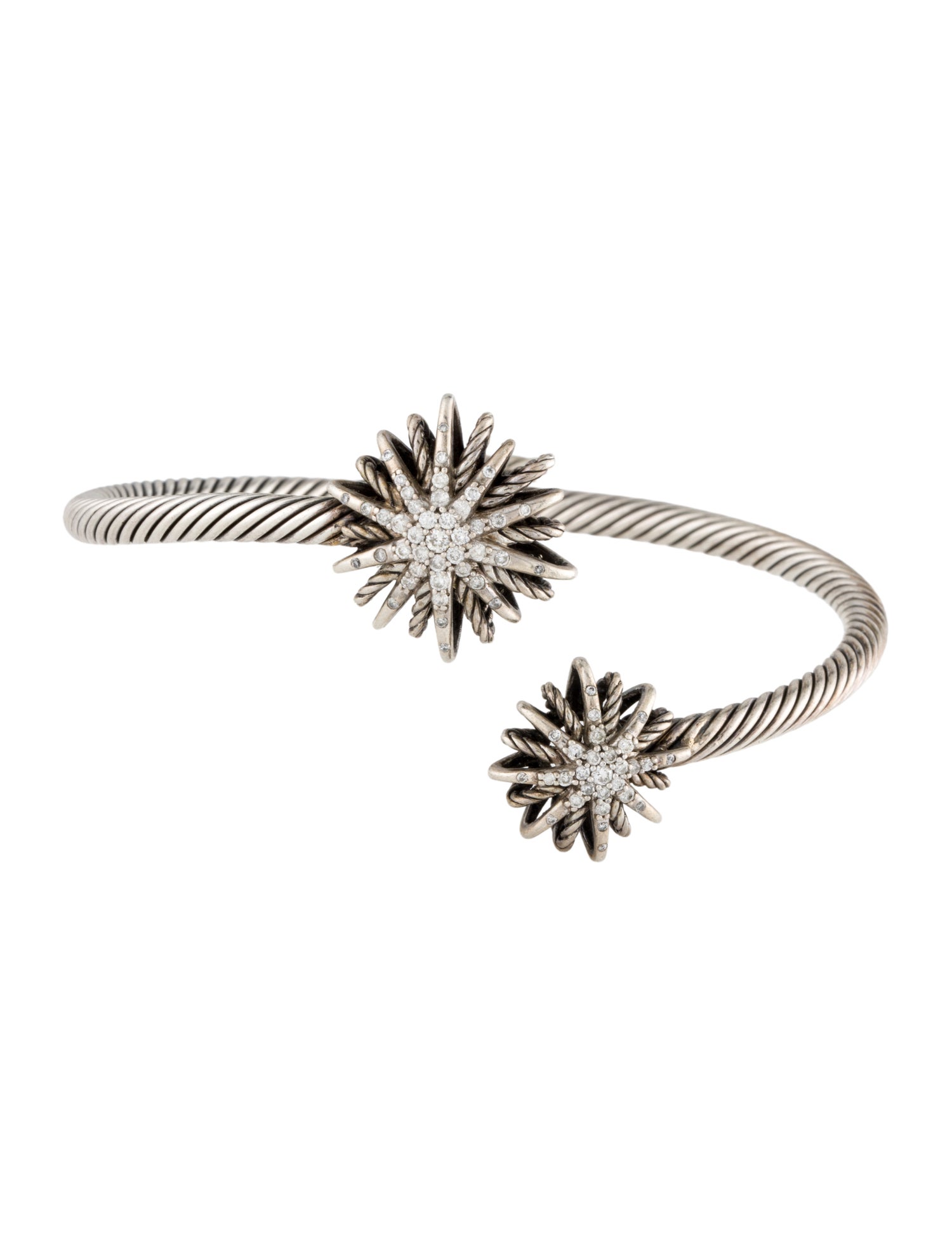 David Yurman Diamond Starburst Bypass Cuff Bracelet