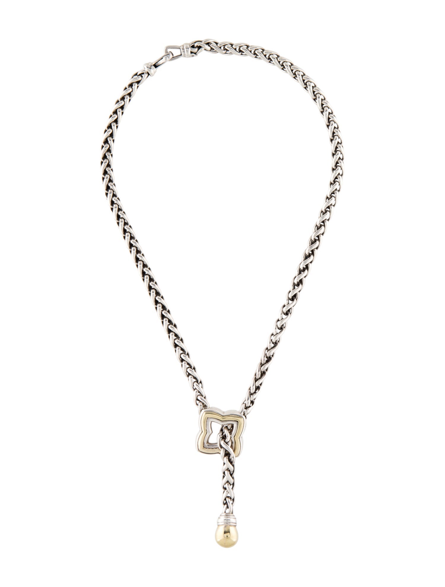 David Yurman Two-Tone Quatrefoil Wheat Chain Necklace