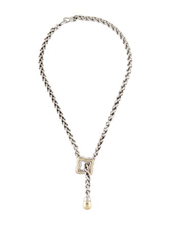 David Yurman Two-Tone Quatrefoil Wheat Chain Necklace