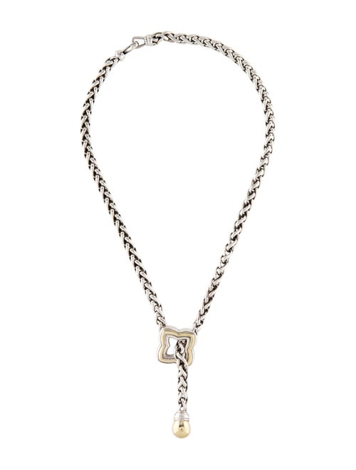 David Yurman Two-Tone Quatrefoil Wheat Chain Necklace