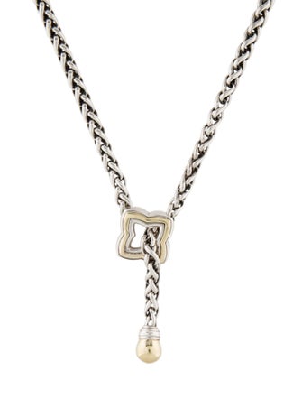David Yurman Two-Tone Quatrefoil Wheat Chain Necklace