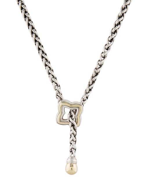 David Yurman Two-Tone Quatrefoil Wheat Chain Necklace