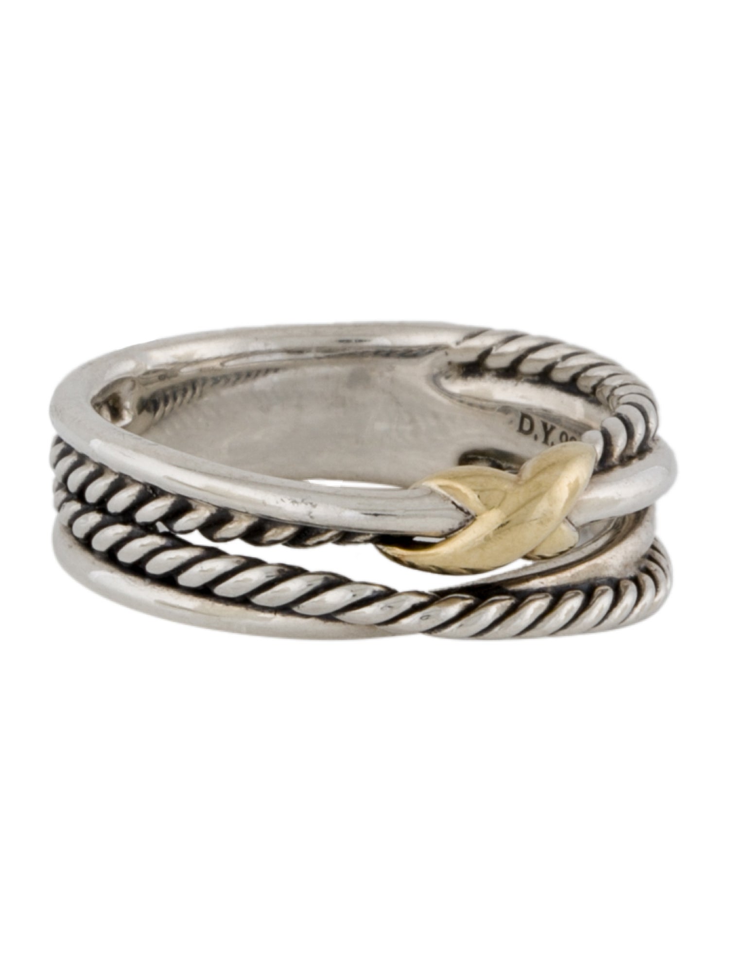 David Yurman Two-Tone X Crossover Band Ring