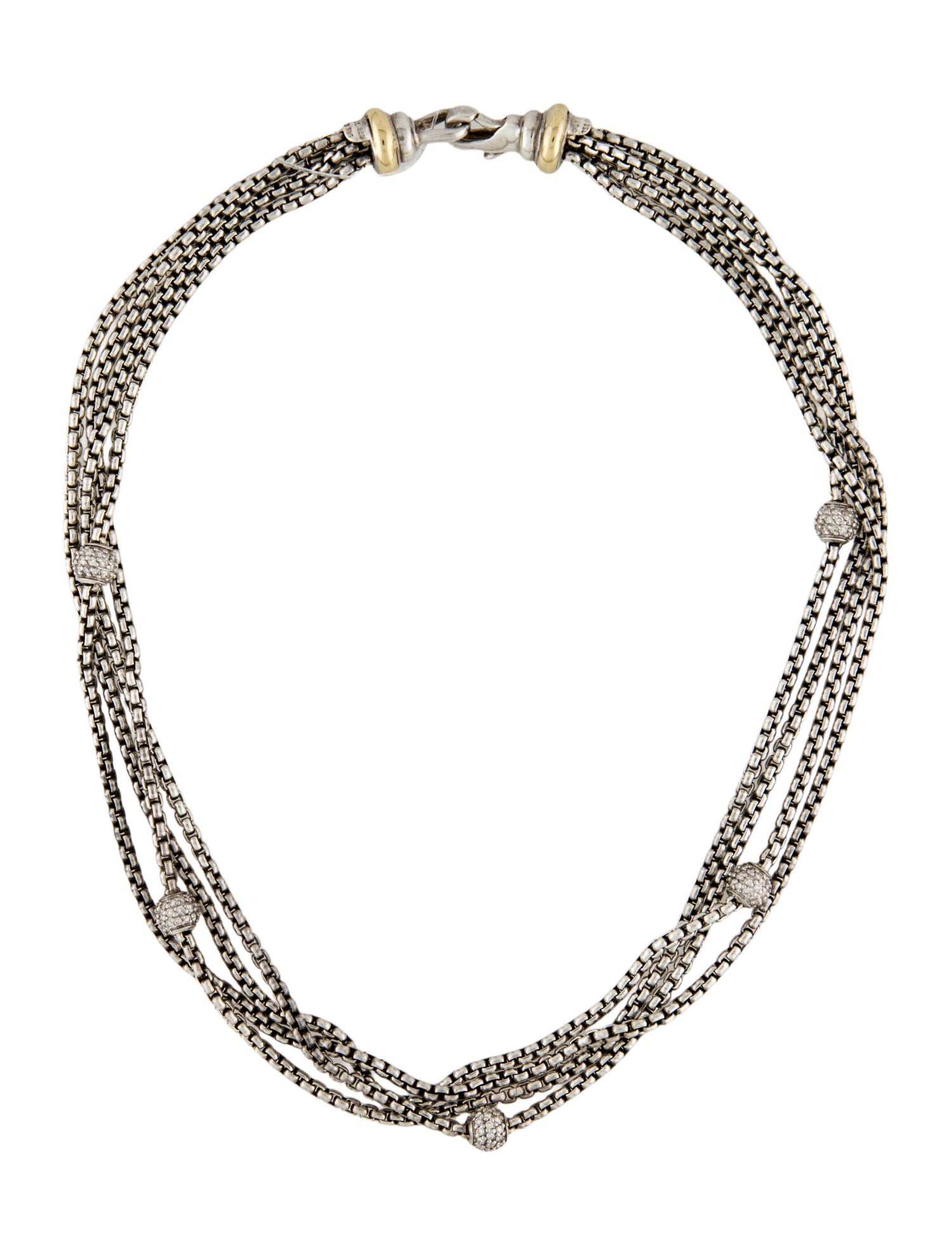 David Yurman 1.08ctw Diamond Station Multi-Strand Necklace