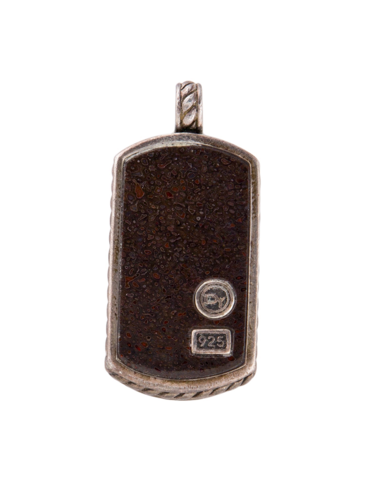 David Yurman Fossilized Dinosaur Bone Exotic Stone Tag Pendant