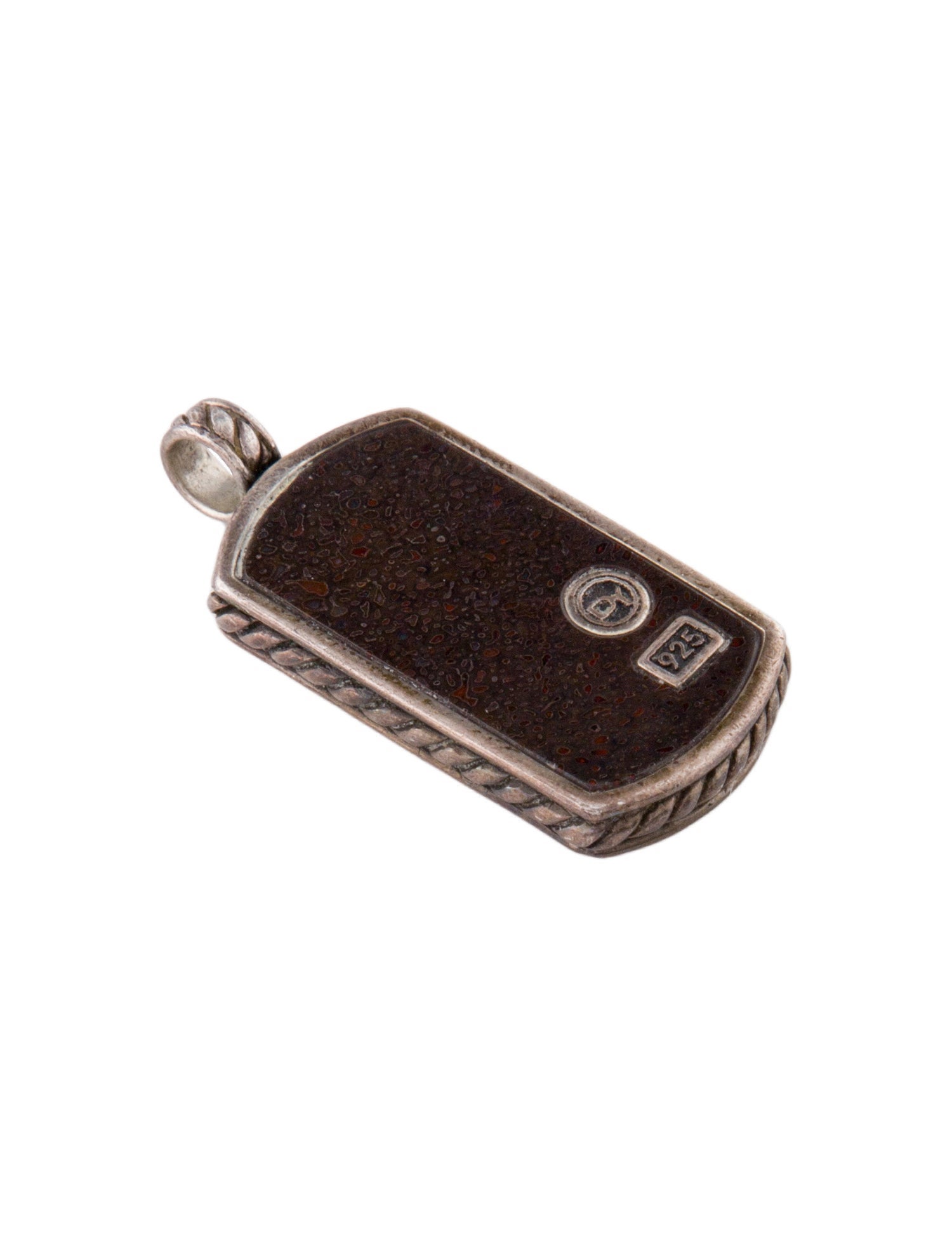 David Yurman Fossilized Dinosaur Bone Exotic Stone Tag Pendant