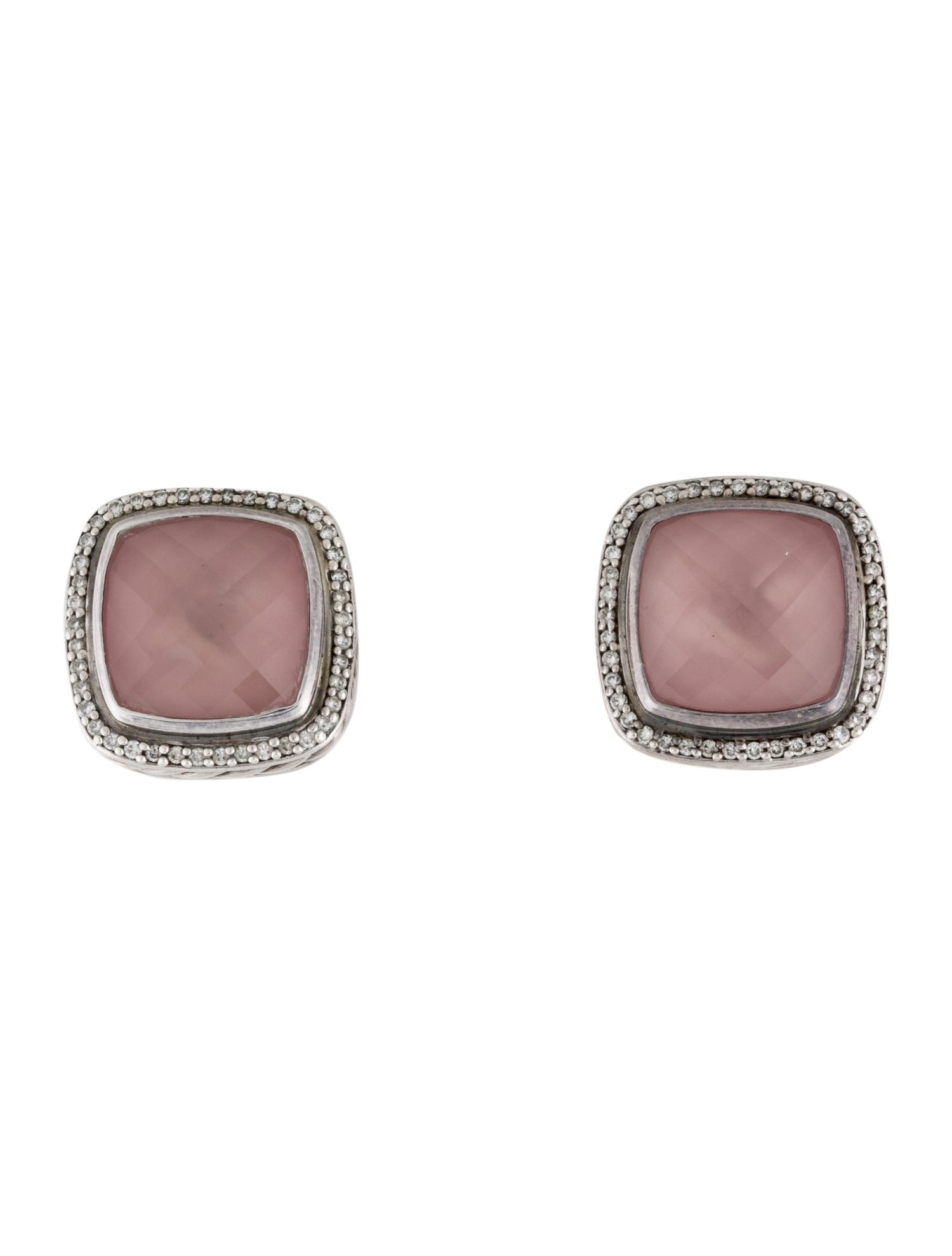 David Yurman Rose Quartz & Diamond Albion Clip-On Earrings